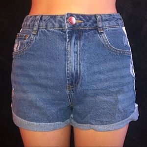 Jean Shorts With White Strip On Both Sides